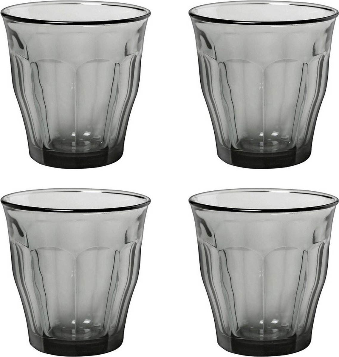 Duralex Picardie - Waterglazen - 310ml - Set van 4 - Gehard Glas - Grijs