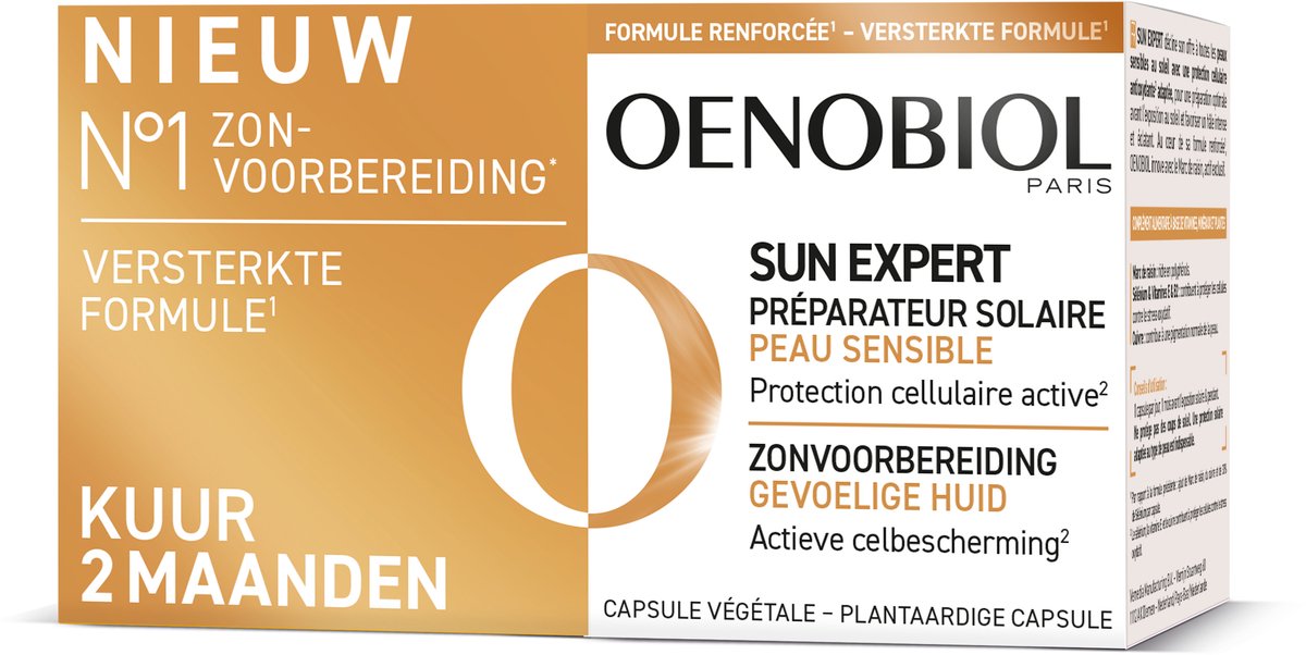 Goedkoopste OENOBIOL Sun Expert Gevoelige Huid 2x30 Bruinings Capsules - Bruiningsversneller - Bruinen zonder zon - 2x30 caps
