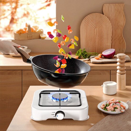SMH LINE Réchaud Gaz Camping 3 Feux – 5,4 KW, Avec Tuyau Et Régulateur, Plaque Émaillée, Pour Extérieur