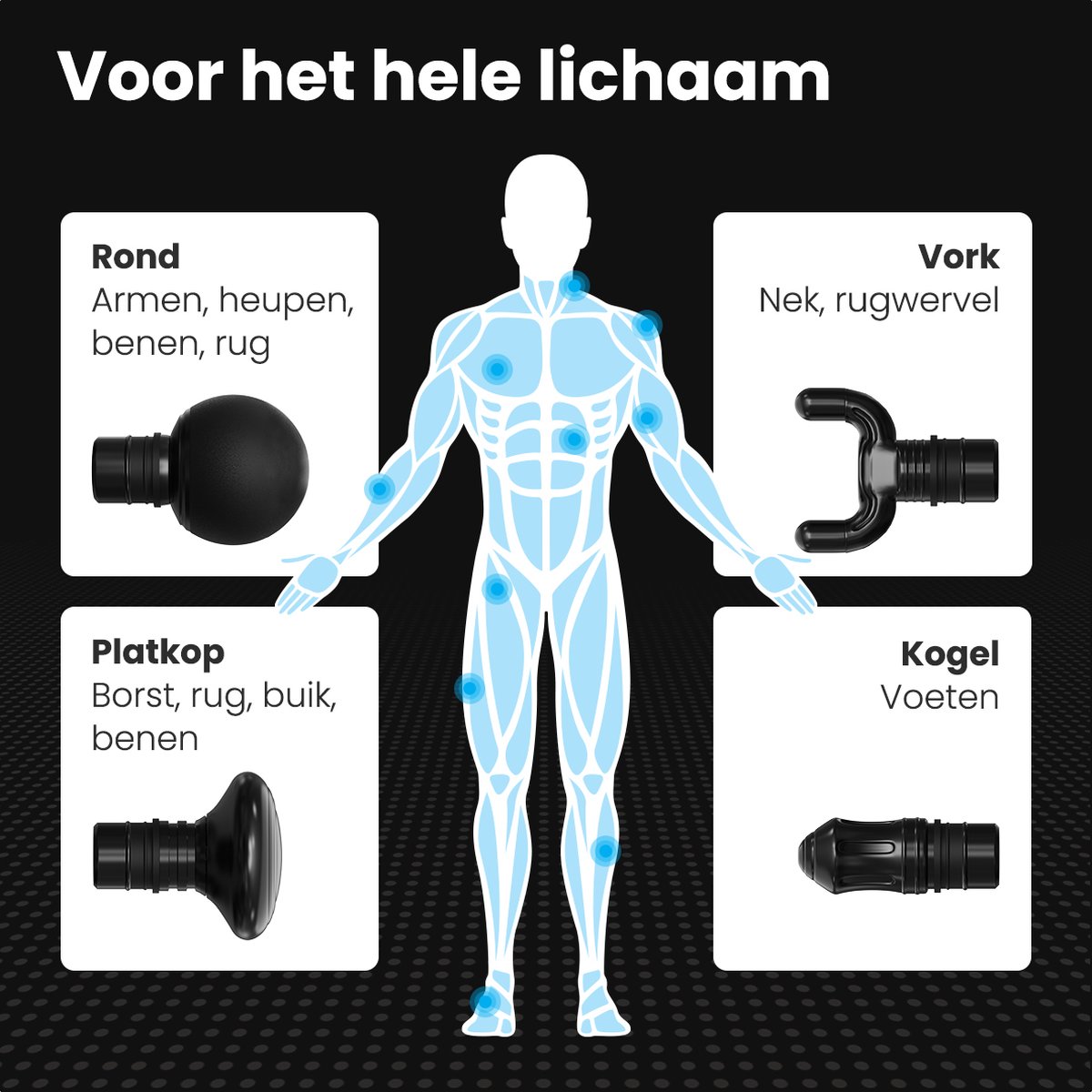 Afbeelding 3 van Auronic Massage Gun voor Spierherstel en Ontspanning - Met Koffer en 4 Opzetstukken - Professioneel Massage Pistool - Massage Apparaat voor Rug, Nek, Schouders en Meer - Mini - Fitness - Grijs