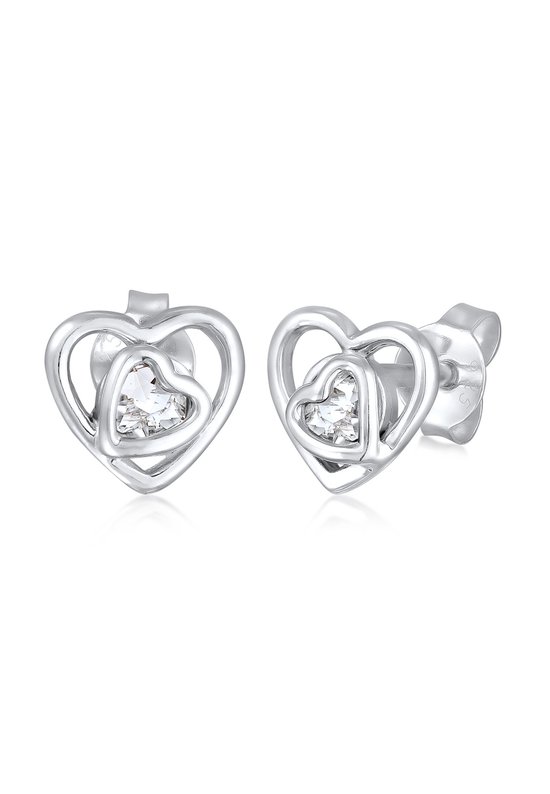 Elli Dames Oorbellen Dames oorstekers hart liefde romantiek met kristal in 925 sterling zilver