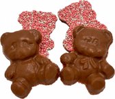 chocolade babybeertjes met roze musket 300 gram babyshower en kraamfeest chocolade