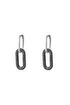 Zircon Geometric Drop Earrings - Black & Silver - Yehwang - Oorbellen - 3,10 x 1 cm - Koper - Zilver/Zwart
