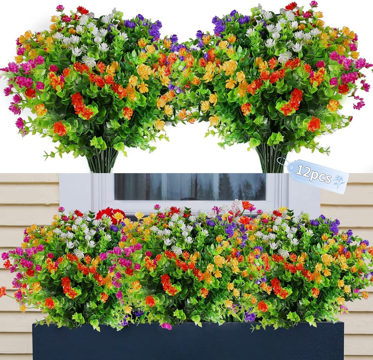 HOGADO 24 bundels kunstmatige herfstbloemen voor buitendecoratie UV- bestendig herfst nepmoeders vervagen geen plastic planten in bulk voor buiten huis tuin patio open haard veranda raamdoos decor HOGADO 24 bundels kunstmatige herfstbloemen voor buitendecoratie UV- bestendig herfst nepmoeders vervagen geen plastic planten in bulk voor buiten huis tuin patio open haard veranda raamdoos decor