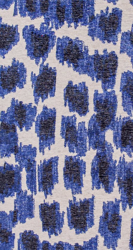 Abstract design vloerkleed Ikat met vlekken en vage vormen - Donkerblauw en ivoorkleurig - 80 x 150 cm