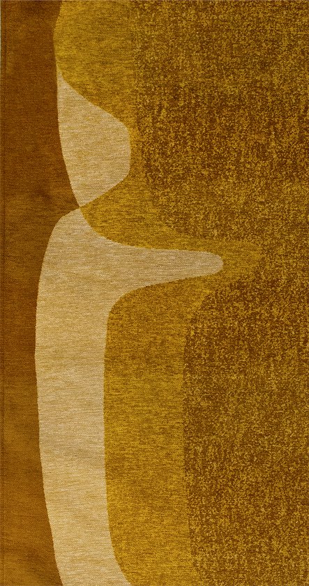 Tapis Rectangulaire Jaune avec Motif Abstrait et Formes Géométriques - Poum Poum - Curry - 80 x 150 cm
