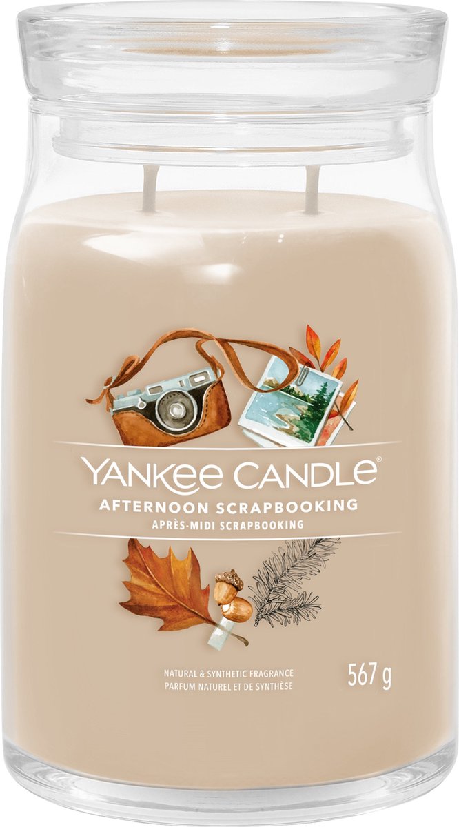 Yankee Candle Afternoon Scrapbooking Large Jar Geurkaars - 90 branduren - twee lonten Bruin
