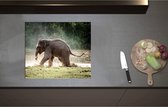 Inductieplaat Beschermer - Baby Olifant Spelend in Meer in Regenwoud - 59x51 cm - 2 mm Dik - Inductie Beschermer - Bescherming Inductiekookplaat - Kookplaat Beschermer van Wit Vinyl