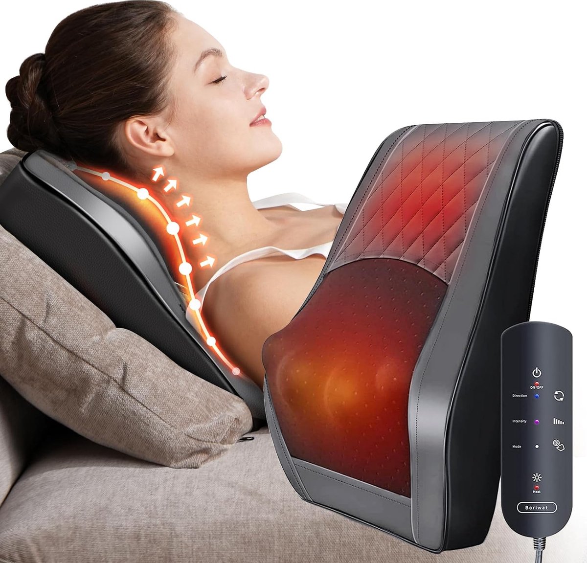 DiverseGoods Massageapparaat, nekmassageapparaat met warmte, shiatsu massageapparaat, rugmassageapparaat met 3D-massagekoppen, spierpijnverlichting voor nek, rug, schouder, cadeau