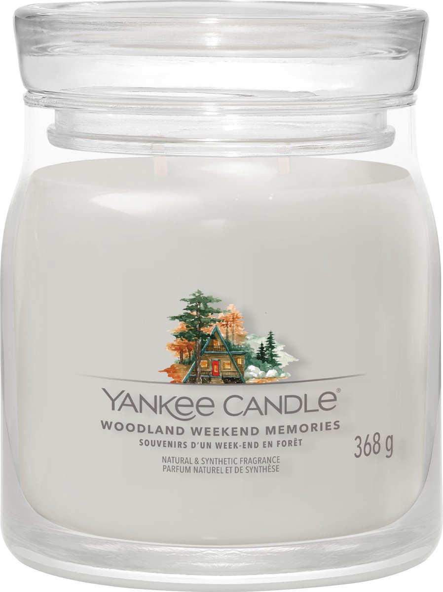 Yankee Candle Woodland Weekend Memories Medium Geurkaars - 50 branduren - 2 lonten Grijs