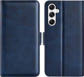 Samsung Galaxy A35 Hoesje - MobyDefend Luxe Wallet Book Case (Sluiting Zijkant) - Blauw - GSM Hoesje - Telefoonhoesje Geschikt Voor Samsung Galaxy A35