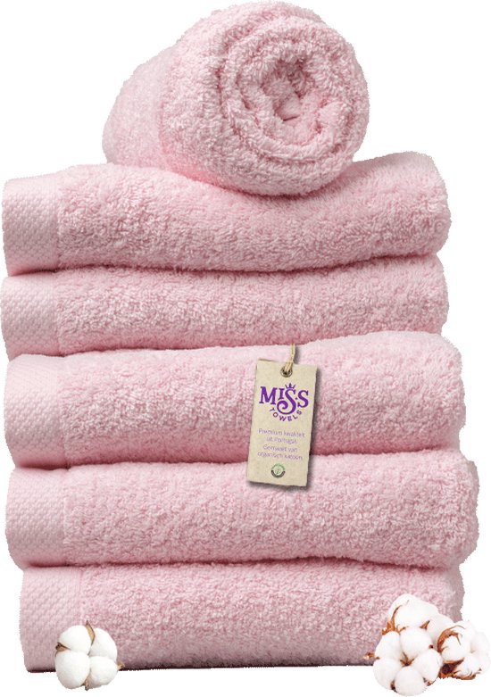 Miss Towels - Hotelhanddoek - Roze - 50x100 - 5+1 Bundel