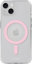 Holdit Magnetisch telefoonhoesje geschikt voor iPhone 15 / iPhone 14 / iPhone 13 siliconen hoesje - hoesje speciaal voor magnetische accessoires - Transparante back Cover (transparant/roze)