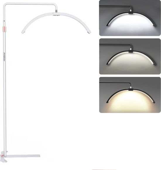 LED Licht - LED Lamp - Beauty Lamp - Make Up Lamp - Stevig En Stabiel - Halve Maan LED Lamp- Inclusief Telefoon Houder En Afstandsbediening - Wit