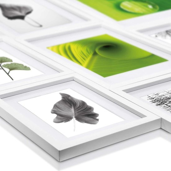 Nature Set van 24 Fotolijsten - Houten Picture Frames voor 10x 105x15cm / 8x 13x18cm / 4x 15x20cm / 2x 20x30cm - Kunststof Glas - Metalen Ophanging - Wit Fotolijsten