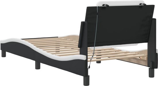 vidaXL - Bedframe - met - LED - zonder - matras - "Zadar" - zwart - en - wit - 90x200 - cm
