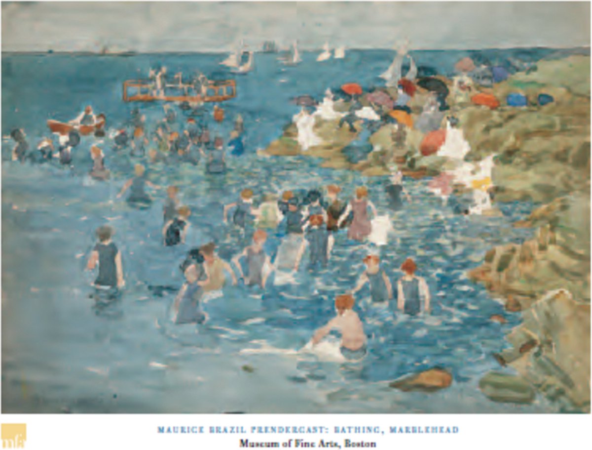 Catch Projecten Maurice Prendergast - Bathing, Marblehead - Kunstposter - Boston Museum of Fine Arts - 50x70 cm Multicolor