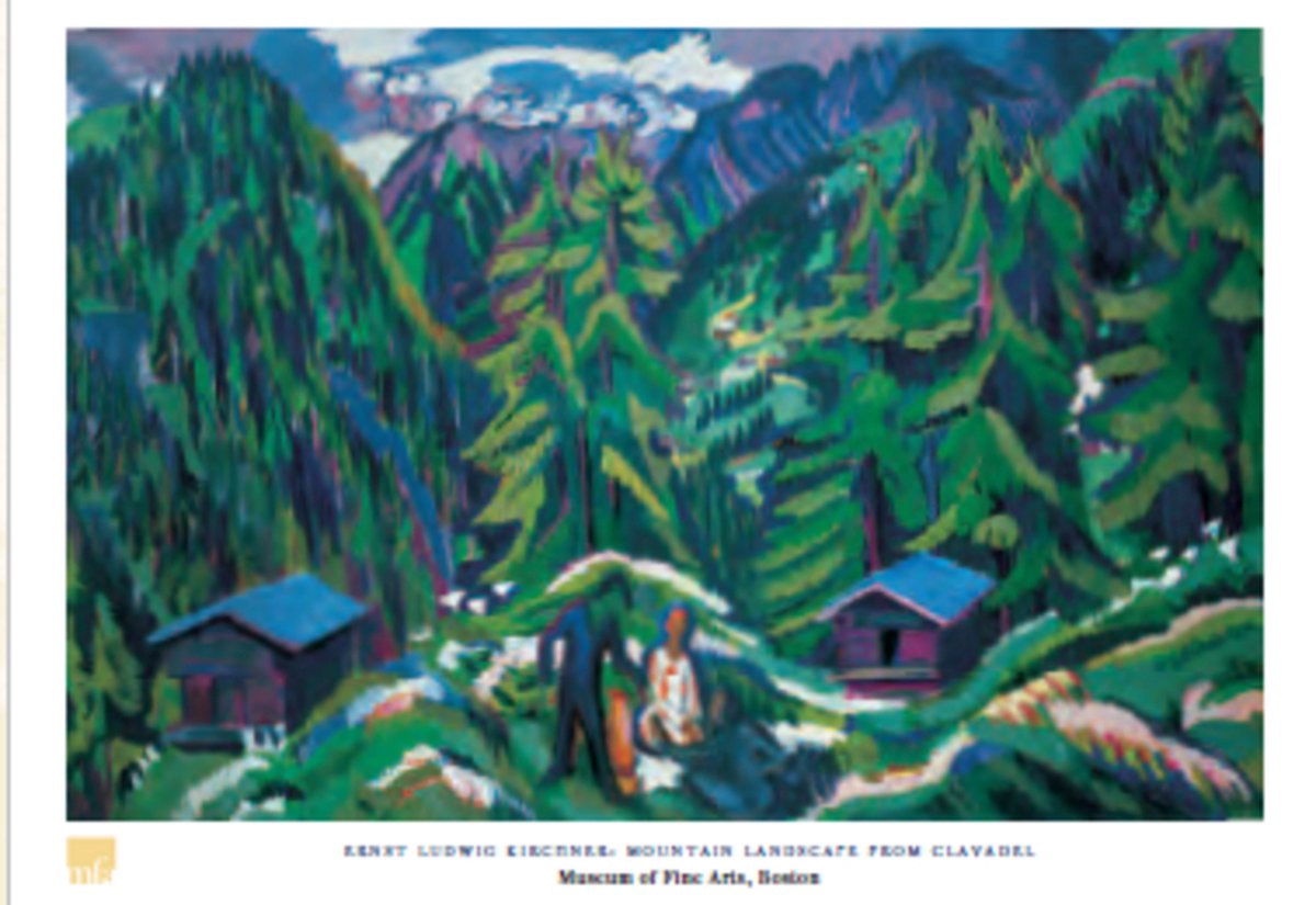 Catch Projecten Ernst Ludwig Kirchner - Berglandschap van Clavadel - Kunstposter - Boston Museum of Fine Arts - 50x70 cm Multicolor