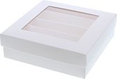 Verpakking - Bucabox 13,5-13,5cm - 4 rijen - Wit - 250gr - Doosje met doorzichtig deksel - 6 stuks