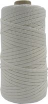 Macramé touw 5 mm Bistor polyester klos 100 meter kleur wit plat
