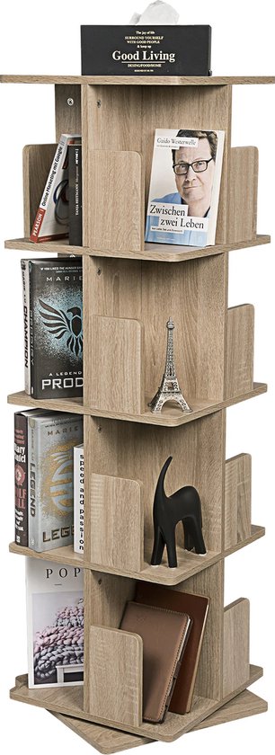 Shop Universe - Boekenkast - Draaibaar - Boekenrek - Boekenkast kind - Opbergrek - Natuur hout