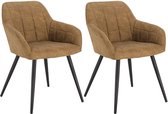 Rootz Set van 2 eetkamerstoelen - Ergonomische stoelen - Comfortabele zit - Stoffen bekleding, Metalen poten - Antislip, Vloerbescherming - 49 cm x 43 cm x 81 cm