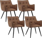 Rootz Eetkamerstoelen Set van 4 - Keukenstoelen - Bureaustoelen - Comfort van schuim met hoge dichtheid - Stevig metalen frame - Ergonomisch ontwerp - 57 cm x 80 cm x 57 cm