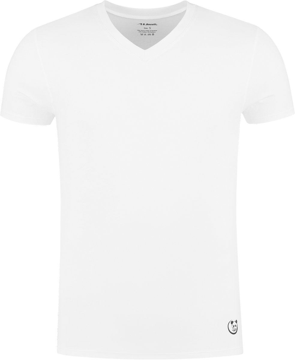 2-pack B.Bocelli Shirt - Heren - V-hals - korte mouw - wit - maat S