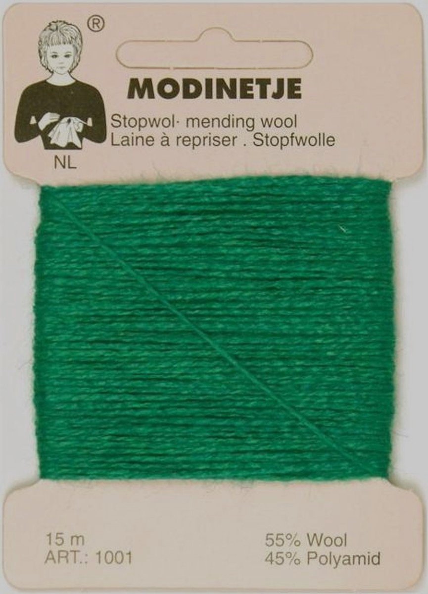Stopwol modinetje - nr. 89 donkergroen groen - stopgaren art 1001 15m. - 55% wol 45% Polyamid