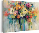 Artaza Peinture sur toile Fleurs colorées dans un vase - 120 x 80 - Groot - Photo sur toile - Impression sur toile