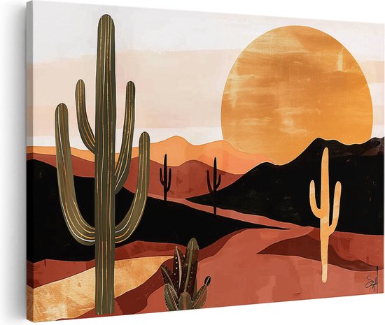 Artaza Canvas Schilderij Saguaro-Cactus in de Woestijn - 90x60 - Wanddecoratie - Foto Op Canvas - Canvas Print