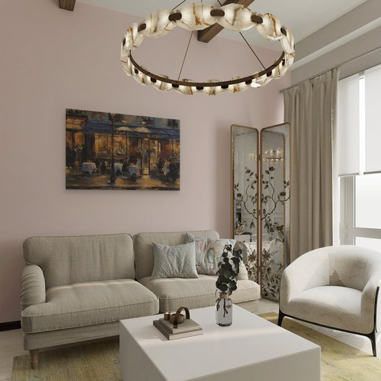 Artaza Tableau sur toile représentant un café à Paris - 90 x 60 - Décoration murale - Photo sur toile - Impression sur toile