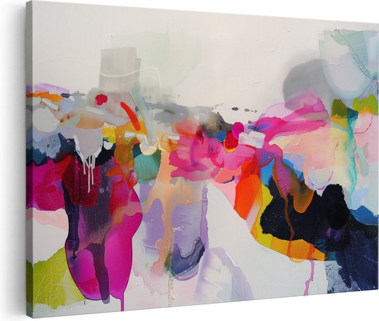 Artaza Canvas Schilderij Abstract Kunstwerk met veel Kleuren - 90x60 - Wanddecoratie - Foto Op Canvas - Canvas Print