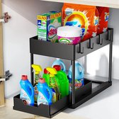 SlideSmart™ Sink Organizer en Opslag - Slimme Keuken en Badkamer Organisatie met Schuiflade - Variant: Zwart