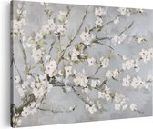 Artaza Canvas Schilderij Witte Bloesems op een Tak - 60x40 - Wanddecoratie - Foto Op Canvas - Canvas Print