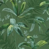 Natuur behang Profhome 377042-GU vliesbehang glad met bloemmotief mat groen 5,33 m2