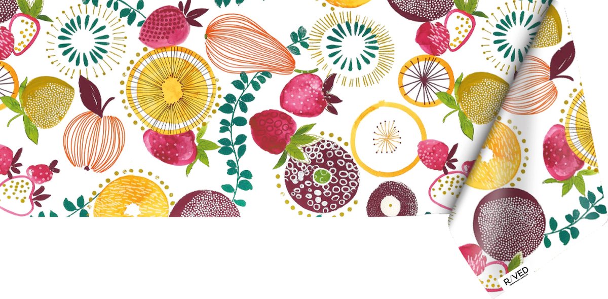 Raved Tafelzeil – 140 cm x 50 cm – Fris Fruit Rood – PVC – Afwasbaar