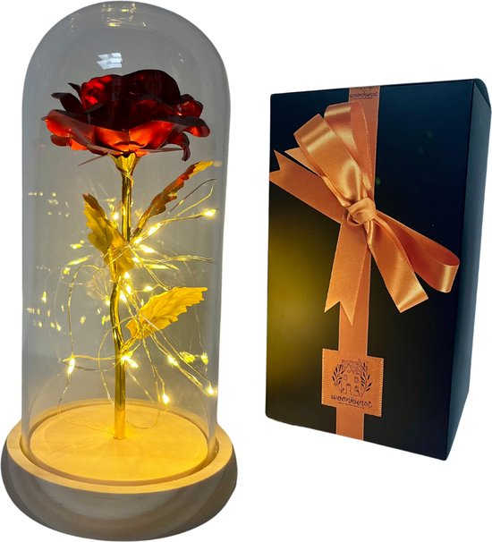 Golden Rose - Art vivant - L' Original - Lumière d'ambiance - Moins de consommation - Fond en bois clair