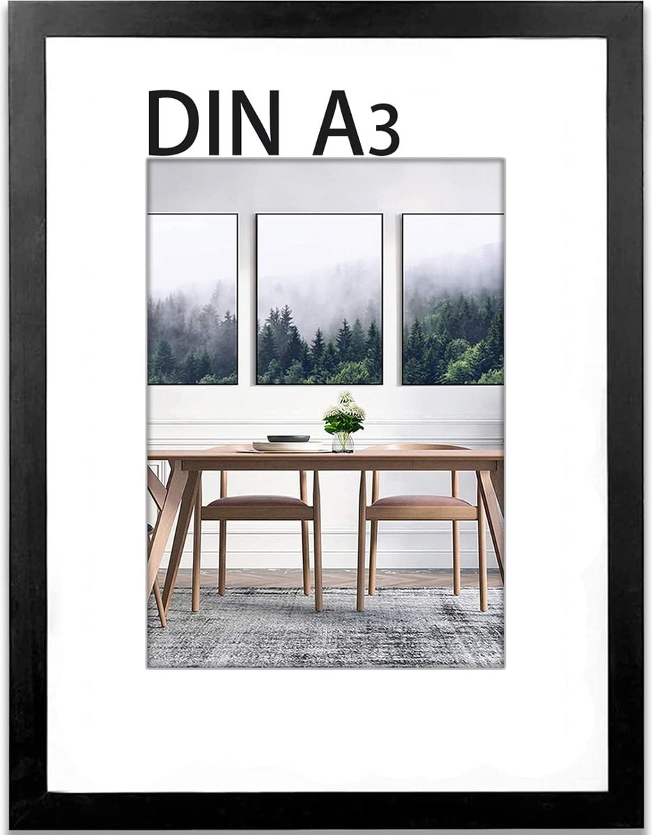 Lot De 3 Cadres Photo A3 Scholar Tree - Bois Marron, Passe-partout Inclus - Mur Ou Bureau