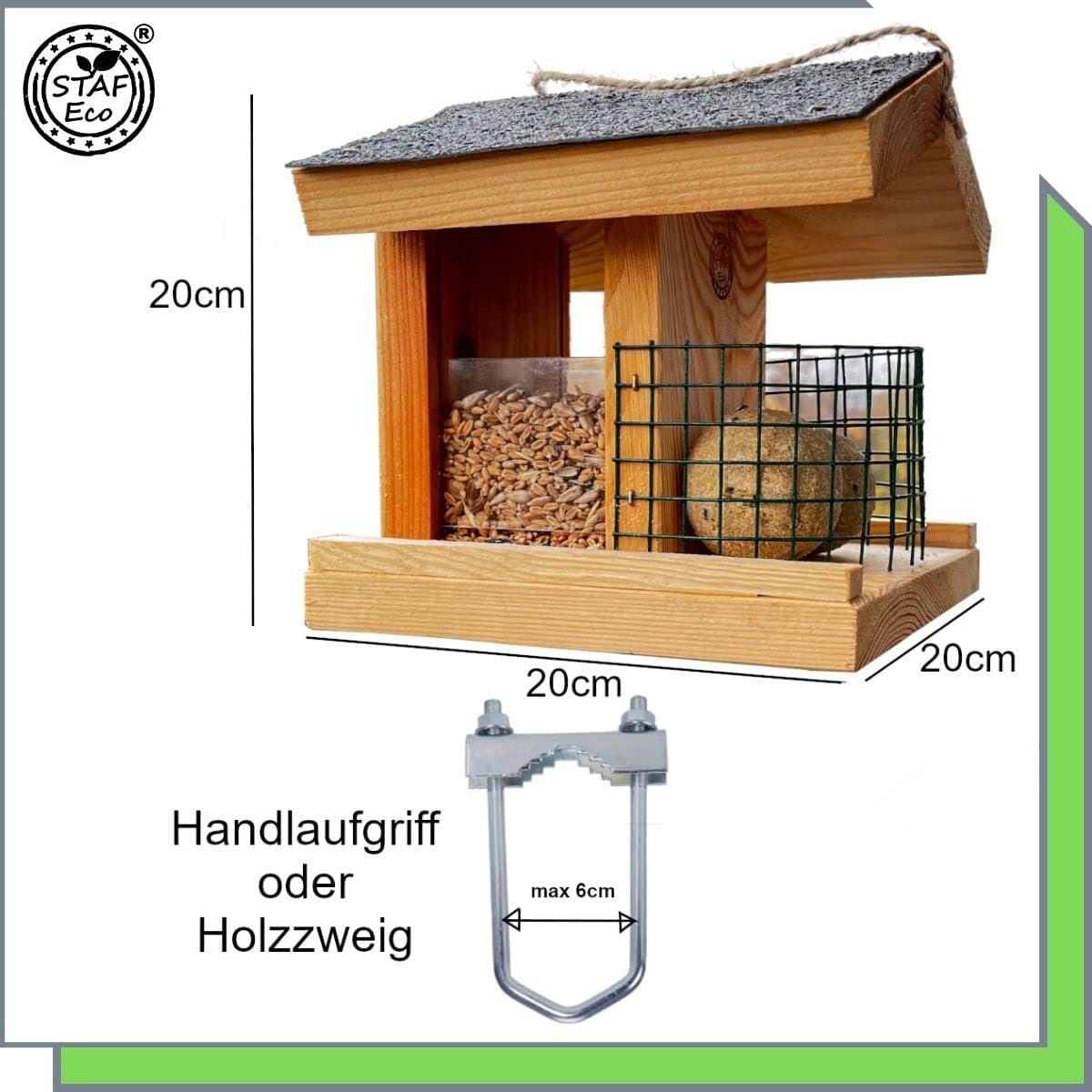Houten Vogelvoederhuis Weerbestendig - Natuurlijk Voederstation Voor Wilde Vogels In Tuin Of Op Balkon