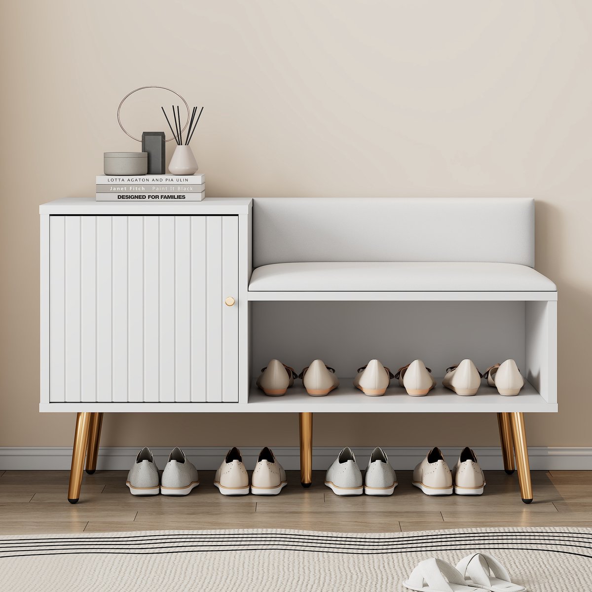 Schoenenrek Bank 2-Tier Nordic Schoenenbanken met Zitting, Duurzame en Stabiele Schoenenkast voor Entree Hal Kast Slaapkamer, Laadvermogen 200 kg,Wit 80x32x50cm Schoenenrek Bank 2-Tier Nordic Schoenenbanken met Zitting, Duurzame en Stabiele Schoenenkast voor Entree Hal Kast Slaapkamer, Laadvermogen 200 kg,Wit 80x32x50cm