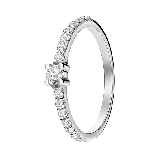 Lucardi Dames Zilveren ring met zirkonia stenen - Ring - 925 Zilver - Zilverkleurig - 19.50 / 62 mm