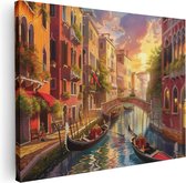 Tableau Artaza Gondoles sur un canal à Venetië - 80x60 - Décoration murale - Photo sur toile - Impression sur toile