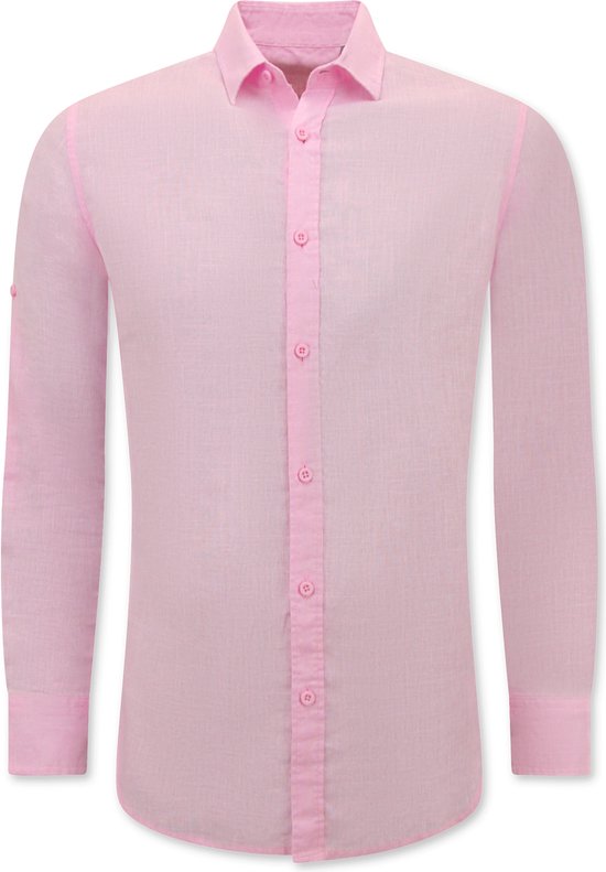 Linnen Overhemd Heren - Regular Fit - Casual Blanco - Roze