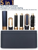 Netonic 5 in 1 krul hairwrap set - airstyler - krultang - multistyler krultang - föhnborstel - zwart goud - met leather case