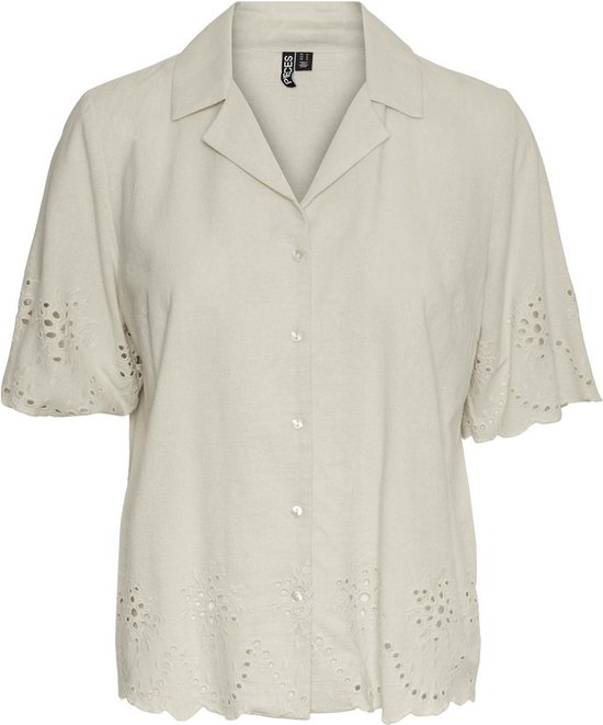 Pieces Blouse Pcalmina Ss Embroidery Shirt Bc 17149521 Birch Dames Maat - XL