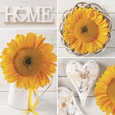 1 Pakje papieren lunch servetten - Sunflowers Collage with Hearts - Zonnebloemen - 20 servetten