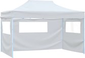 vidaXL Tente de réception pliante avec 3 parois latérales 3 x 4 m Blanc Acier