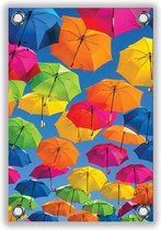 Tuinposter Gekleurde Paraplu’s 40x60cm- Foto op Tuinposter (wanddecoratie voor buiten en binnen)