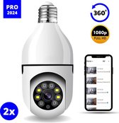 PEEKGUARD© - IP Beveiligingscamera E27 - Huisdiercamera - WiFi 2.ghz - Full HD - Beweeg & geluidsdetectie - Petcam - Hondencamera - Bewakingscamera voor Binnen Indoor Camera Lamp - Gratis APP